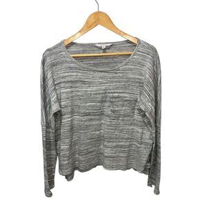Athleta Women's Long Sleeve Gray T-Shirt Size Small Front Pocket Cozy Athleisure